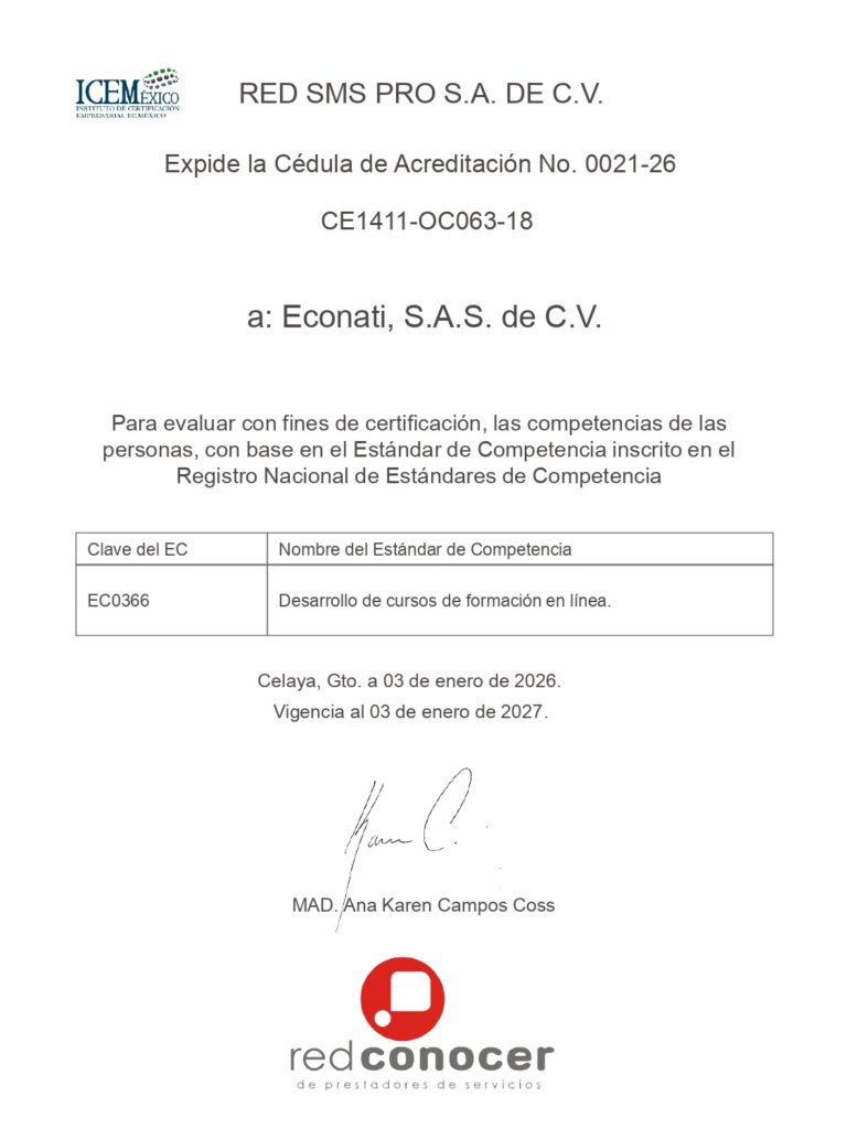 cedula de acreditaciÓn ec0366. econati